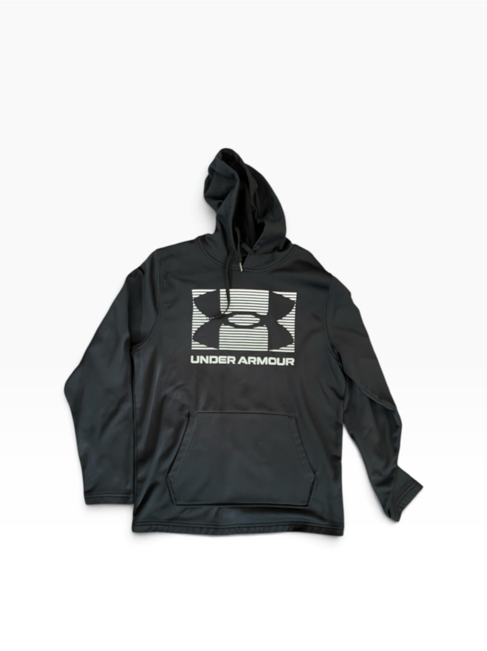 Under Armour Black Pullover Hoodie with White Logo Block